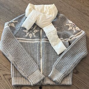 Moncler Gray and Cream Knit Cardigan